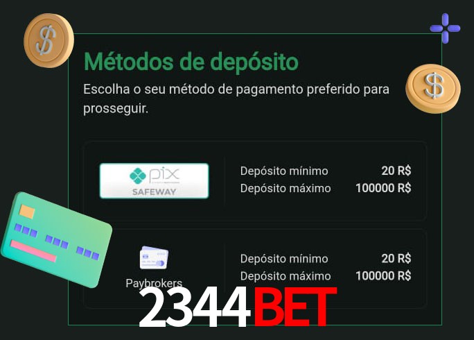 O cassino 2344Bet oferece uma grande variedade de métodos de pagamento